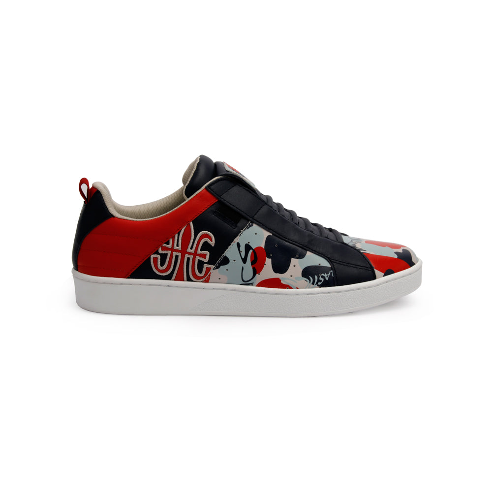 Men's Icon Manhood Camouflage Blue Red Gray Leather Sneakers 02091-818 - ROYAL ELASTICS
