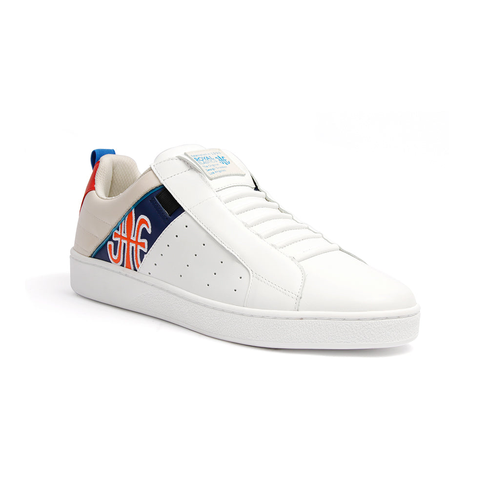 Men's Icon Manhood White Gray Blue Leather Sneakers 02093-051 - ROYAL ELASTICS