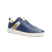 Men's Icon Manhood Dark Blue Silver Yellow Leather Sneakers 02093-583 - ROYAL ELASTICS