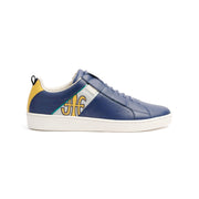 Men's Icon Manhood Dark Blue Silver Yellow Leather Sneakers 02093-583 - ROYAL ELASTICS