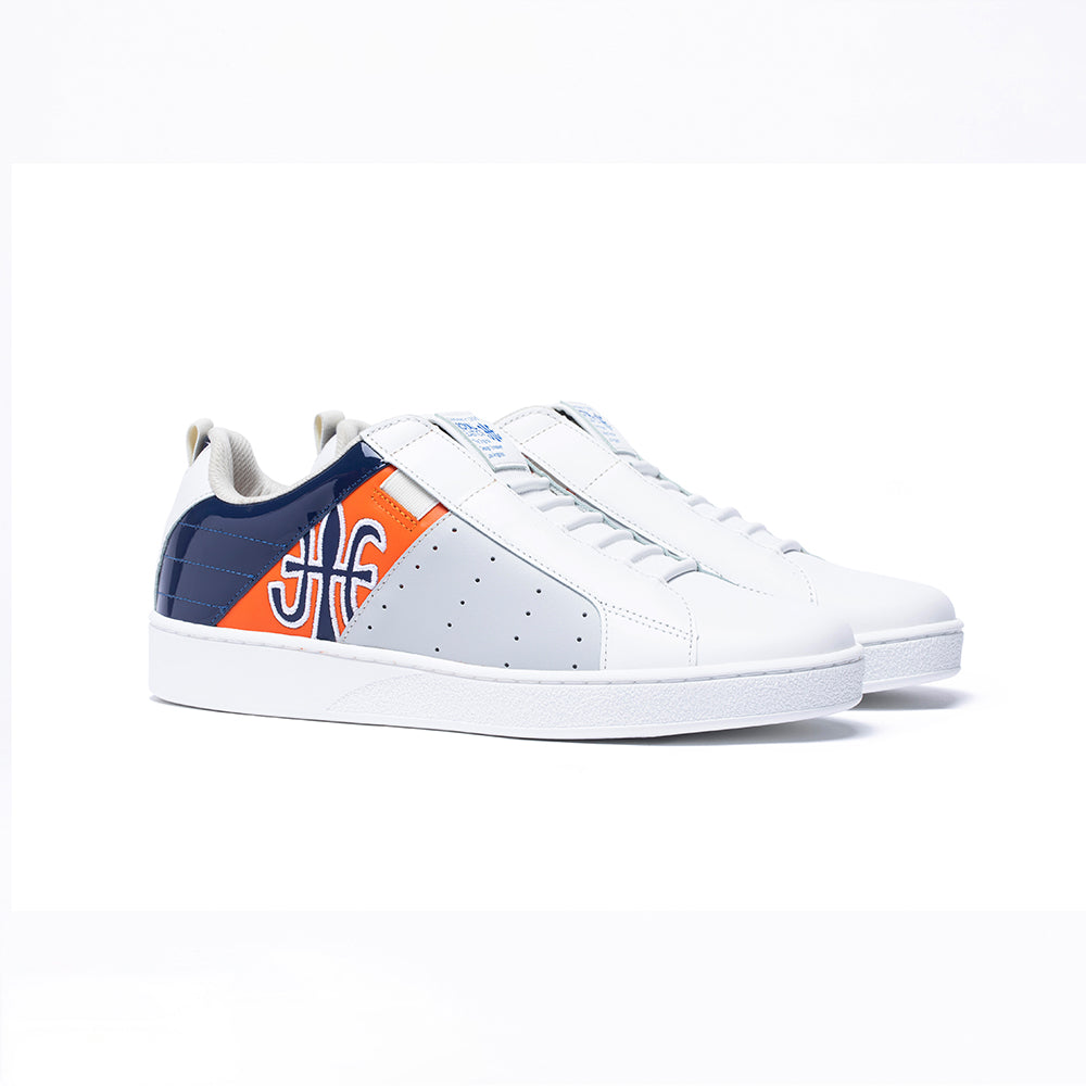 Men's Icon Manhood White Blue Orange Leather Sneakers 02094-025 - ROYAL ELASTICS