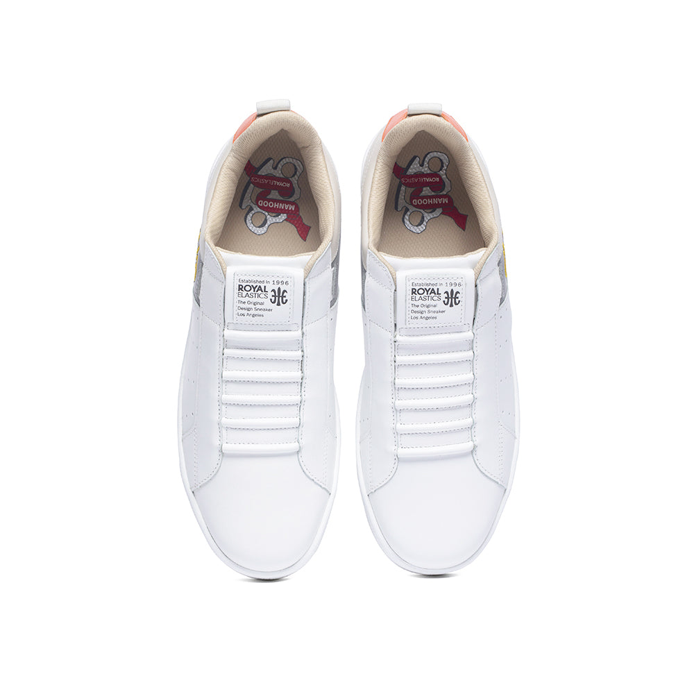Men's Icon Manhood White Gray Cream Leather Sneakers 02094-082 - ROYAL ELASTICS
