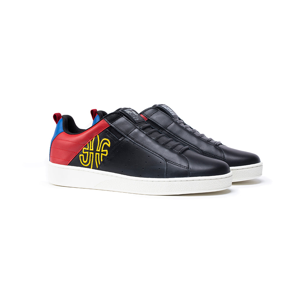 Men's Icon Manhood Black Red Yellow  Leather Sneakers 02094-915 - ROYAL ELASTICS