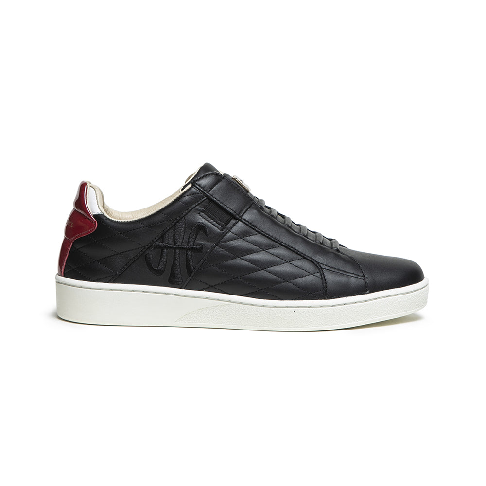Men's Icon Lux Black Red Leather Sneakers 02503-910