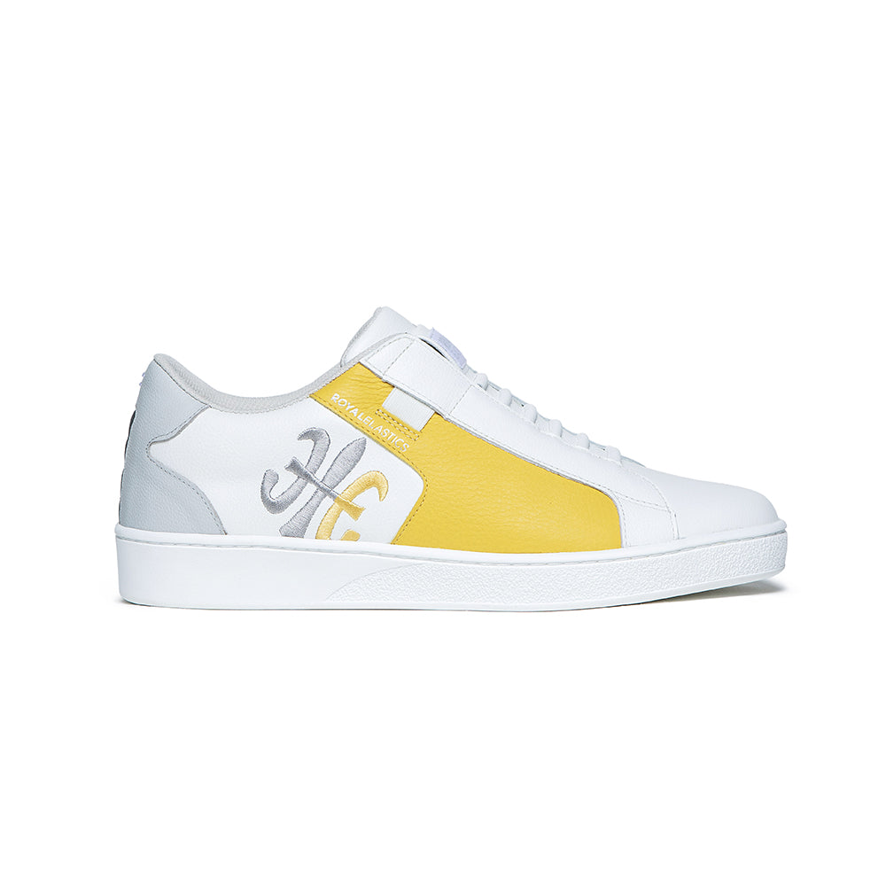 Men's Adelaide White Yellow Gray Leather Sneakers 02612-038