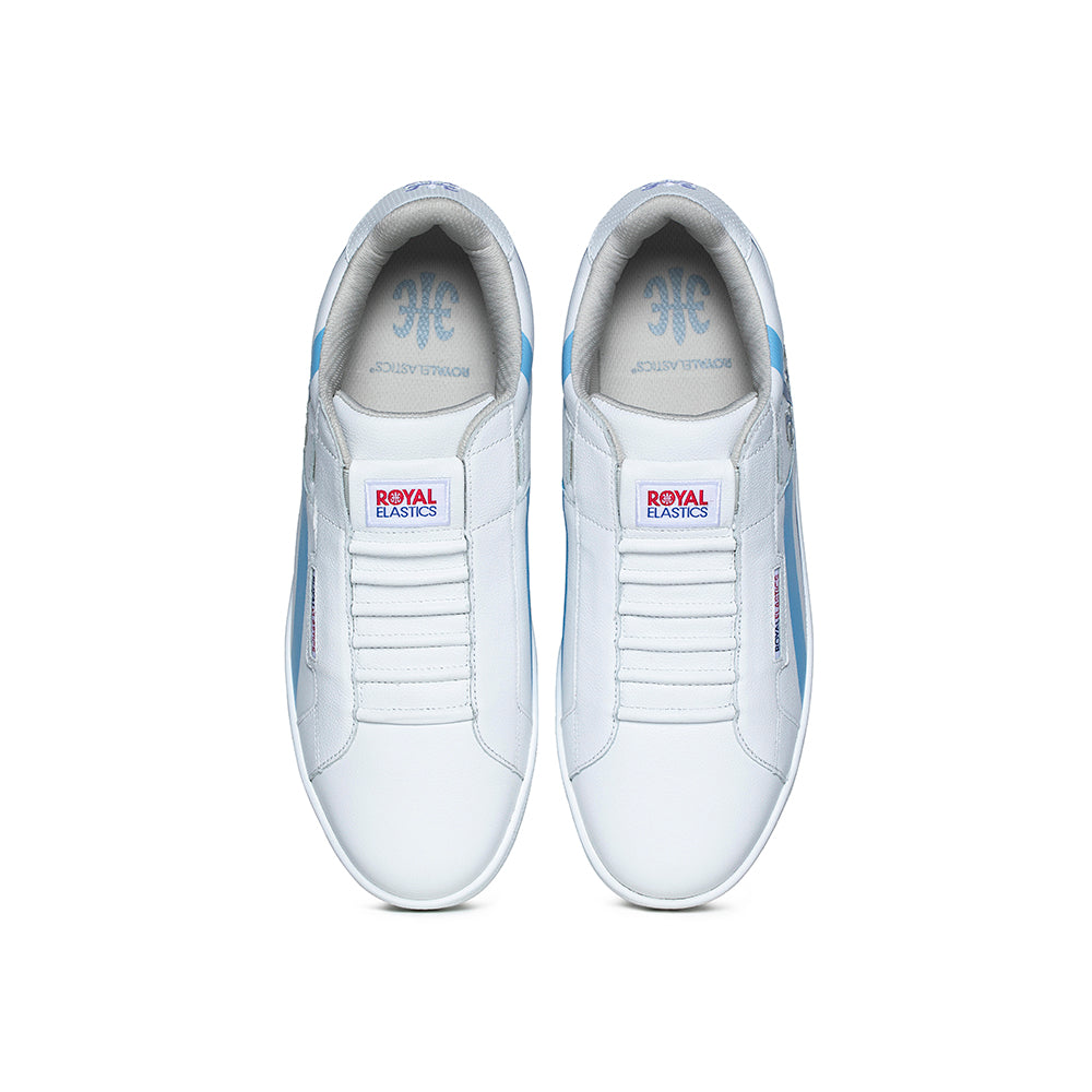 Women's Icon Cross White Blue Leather Sneakers 92901-055 - ROYAL ELASTICS