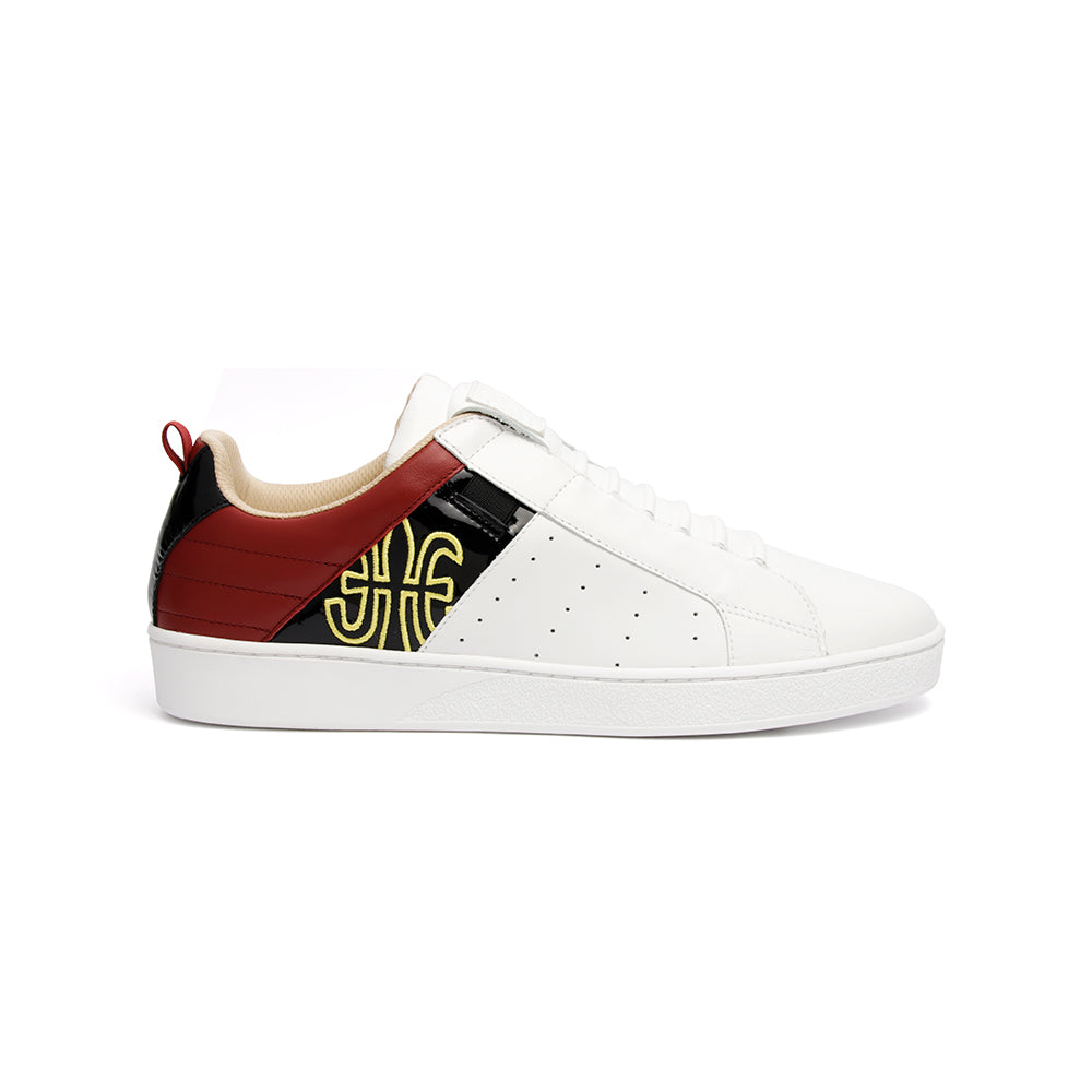Men's Icon Manhood White Black Maroon Leather Sneakers 02992-091 - ROYAL ELASTICS