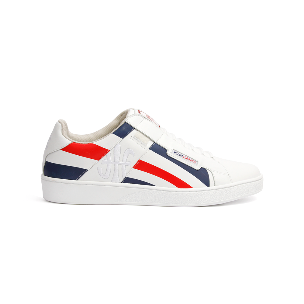 Men's Icon Cross White Blue Red Leather Sneakers 02993-150 - ROYAL ELASTICS
