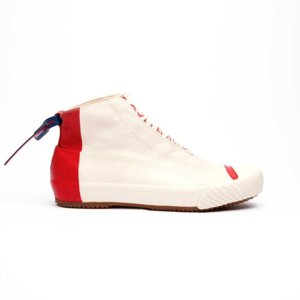 Men's London Hi Beige Red Canvas High Tops 03482-001 - ROYAL ELASTICS