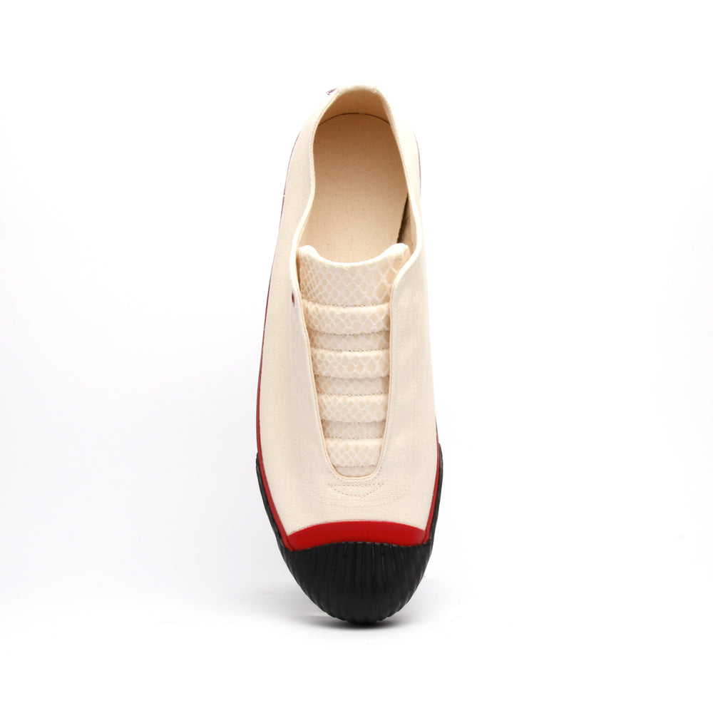 Men's London Beige Black Red Canvas Low Tops 03582-009 - ROYAL ELASTICS