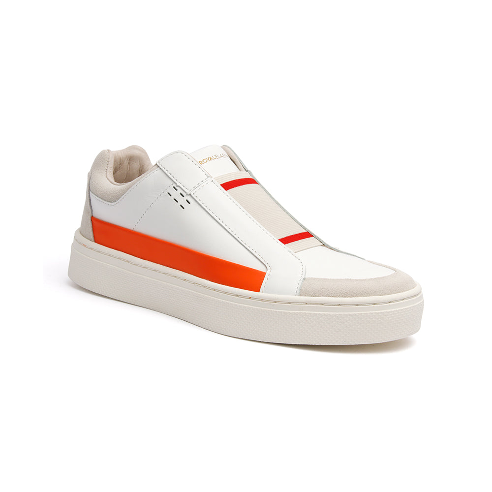 Women's Queen White Orange Leather Sneakers 94291-020 - ROYAL ELASTICS