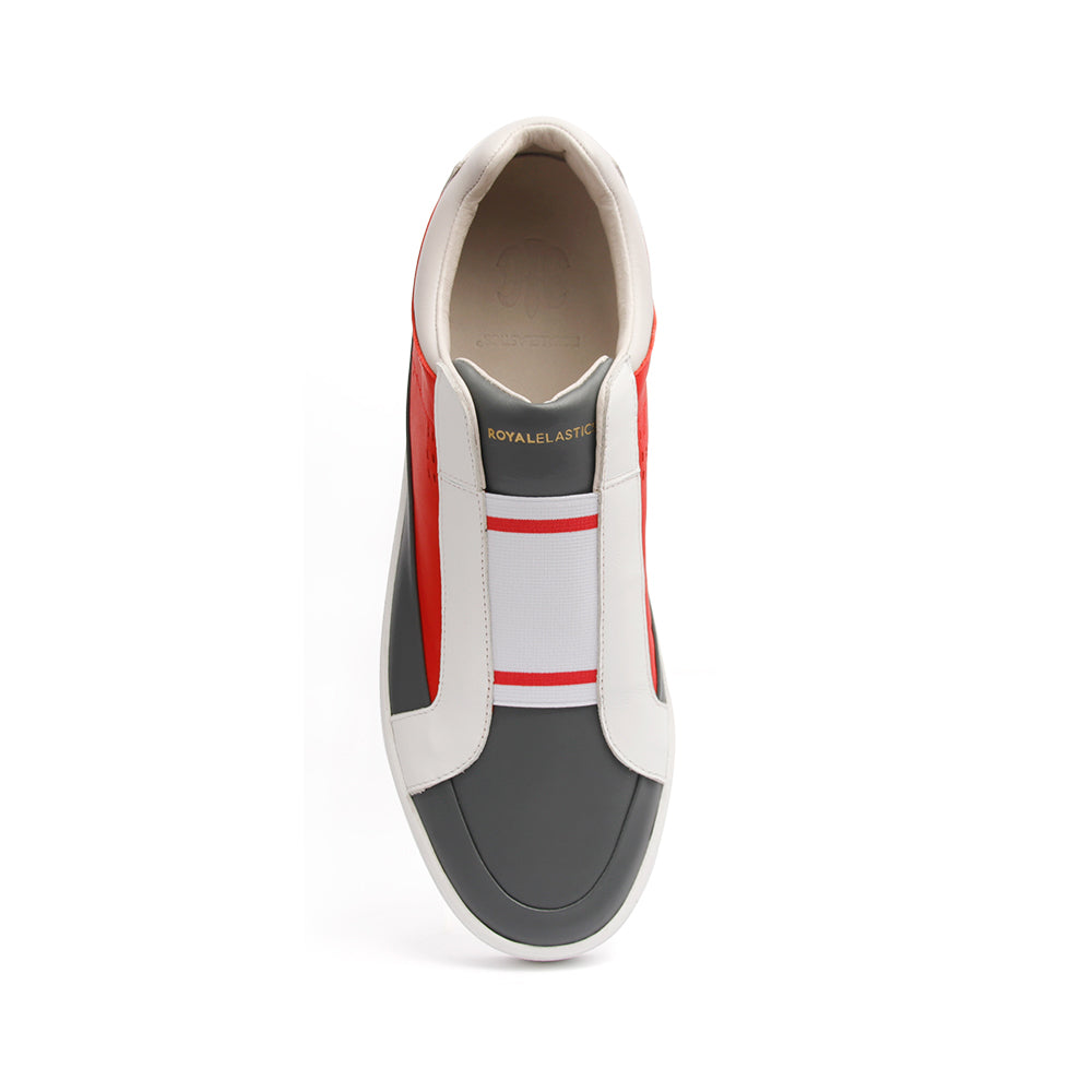 Men's King White Red Gray Leather Sneakers 04292-810 - ROYAL ELASTICS