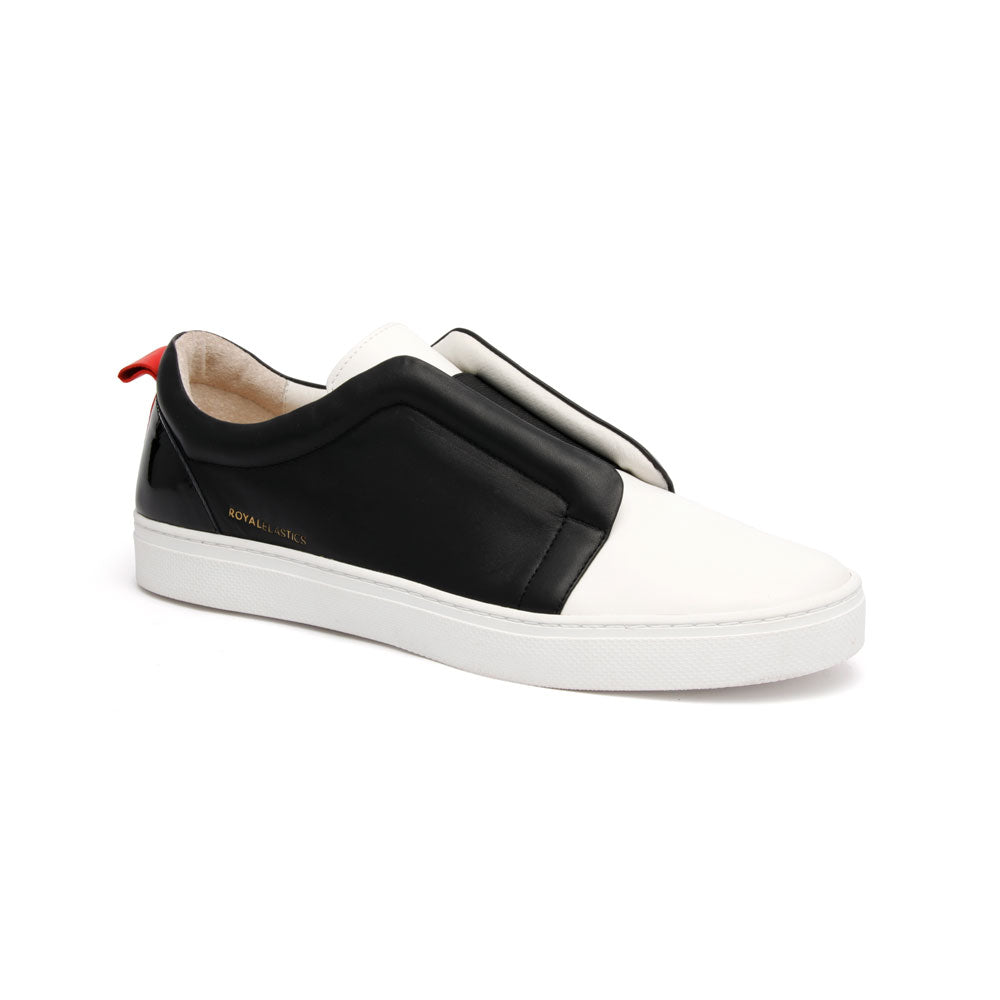 Men's Meister Black White Red Leather Low Tops 04384-990 - ROYAL ELASTICS