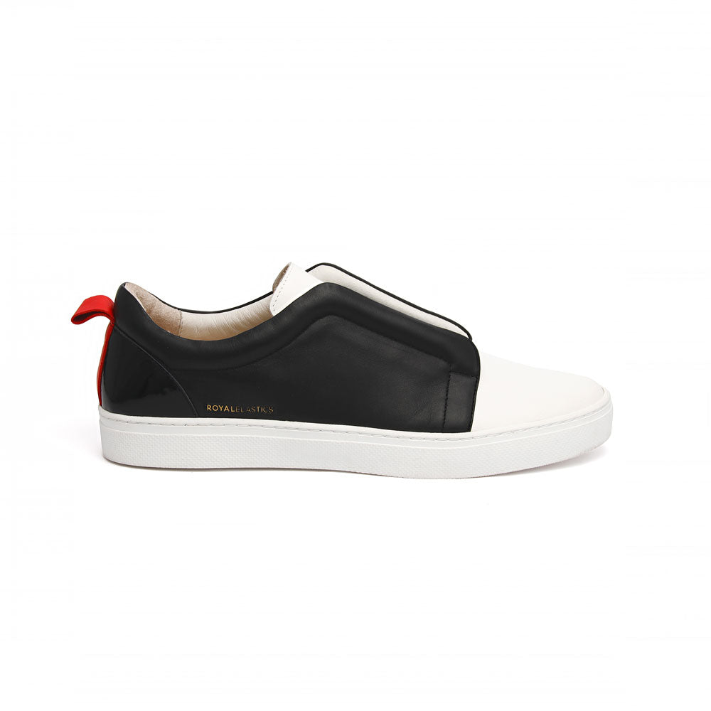 Men's Meister Black White Red Leather Low Tops 04384-990 - ROYAL ELASTICS