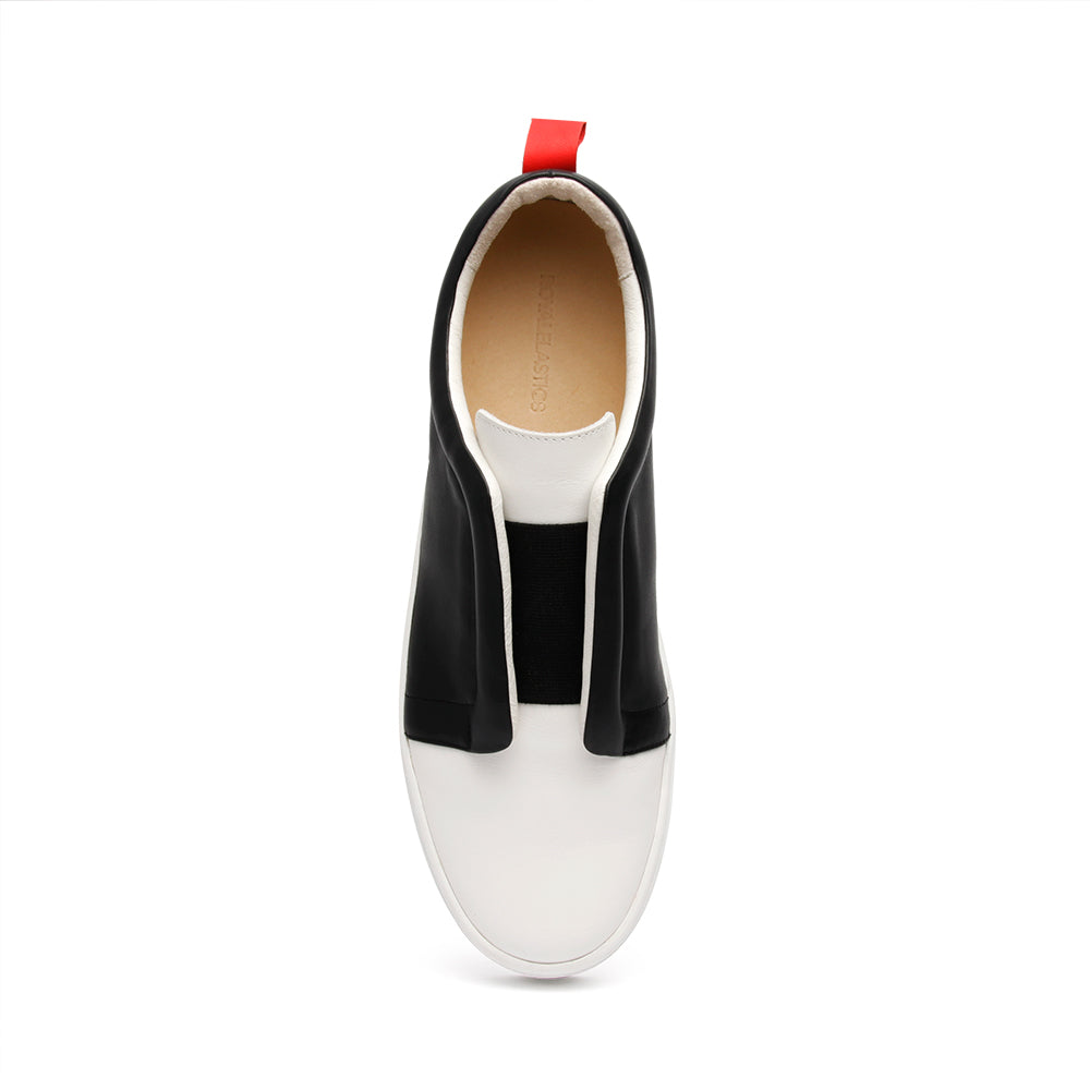 Men's Meister Black White Red Leather Low Tops 04384-990 - ROYAL ELASTICS