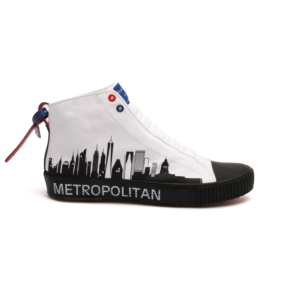 Men's Harajuku Metropolitan White Black Canvas High Tops 04783-009 - ROYAL ELASTICS