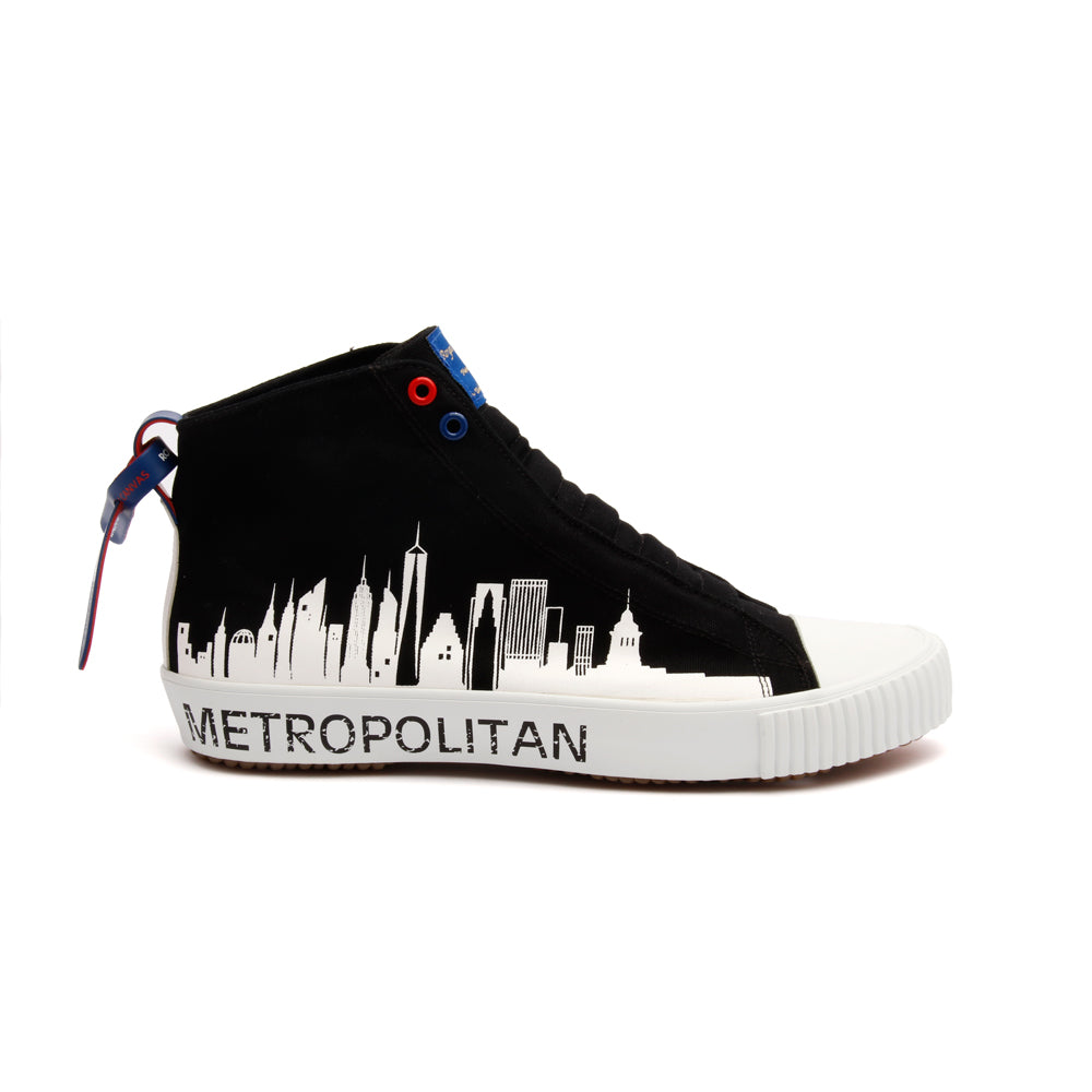 Men's Harajuku Metropolitan Black White Canvas High Tops 04783-990 - ROYAL ELASTICS