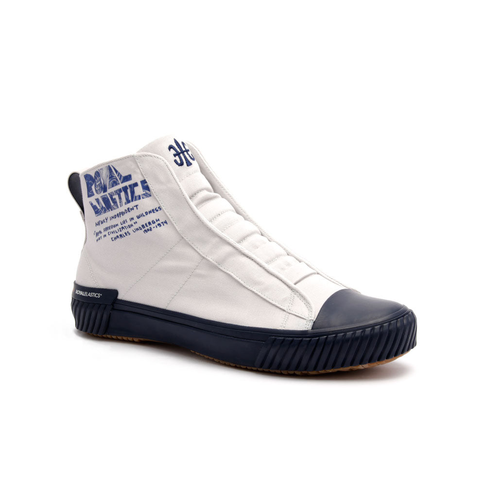 Men's Harajuku White Blue Canvas High Tops 04784-005 - ROYAL ELASTICS