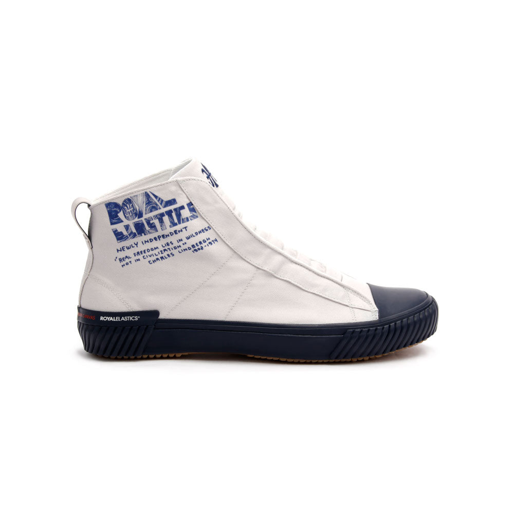 Men's Harajuku White Blue Canvas High Tops 04784-005 - ROYAL ELASTICS