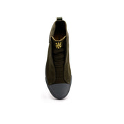 Men's Harajuku Olive Green Yellow Canvas High Tops 04784-443 - ROYAL ELASTICS