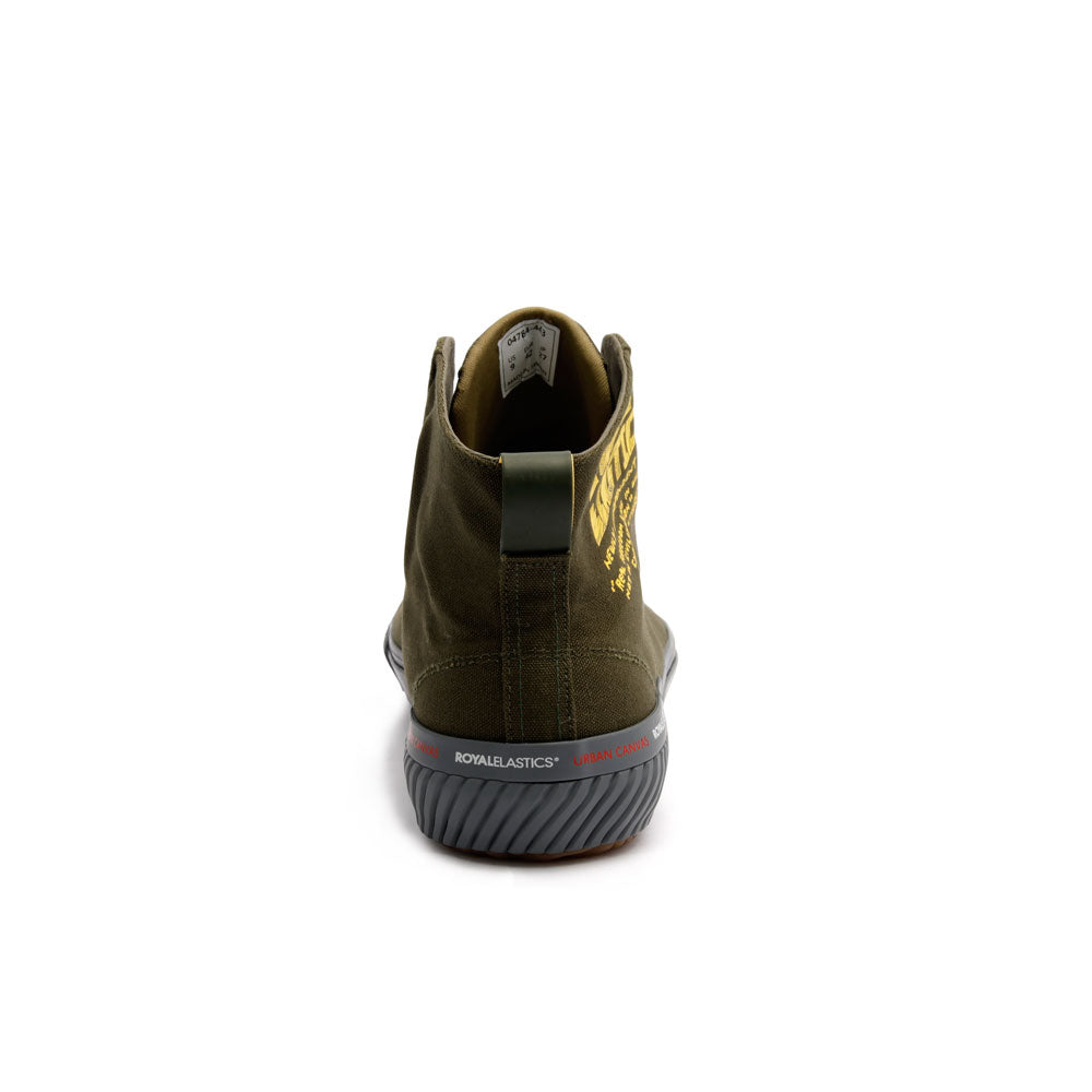 Men's Harajuku Olive Green Yellow Canvas High Tops 04784-443 - ROYAL ELASTICS