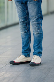 Men's London Beige Black Red Canvas Low Tops 03582-009 - ROYAL ELASTICS