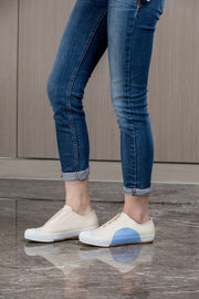Women's New York Beige Blue Canvas Low Tops 93982-550 - ROYAL ELASTICS
