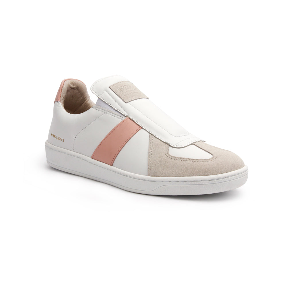 Women's Smooth White Pink Leather Low Tops 91591-010 - ROYAL ELASTICS
