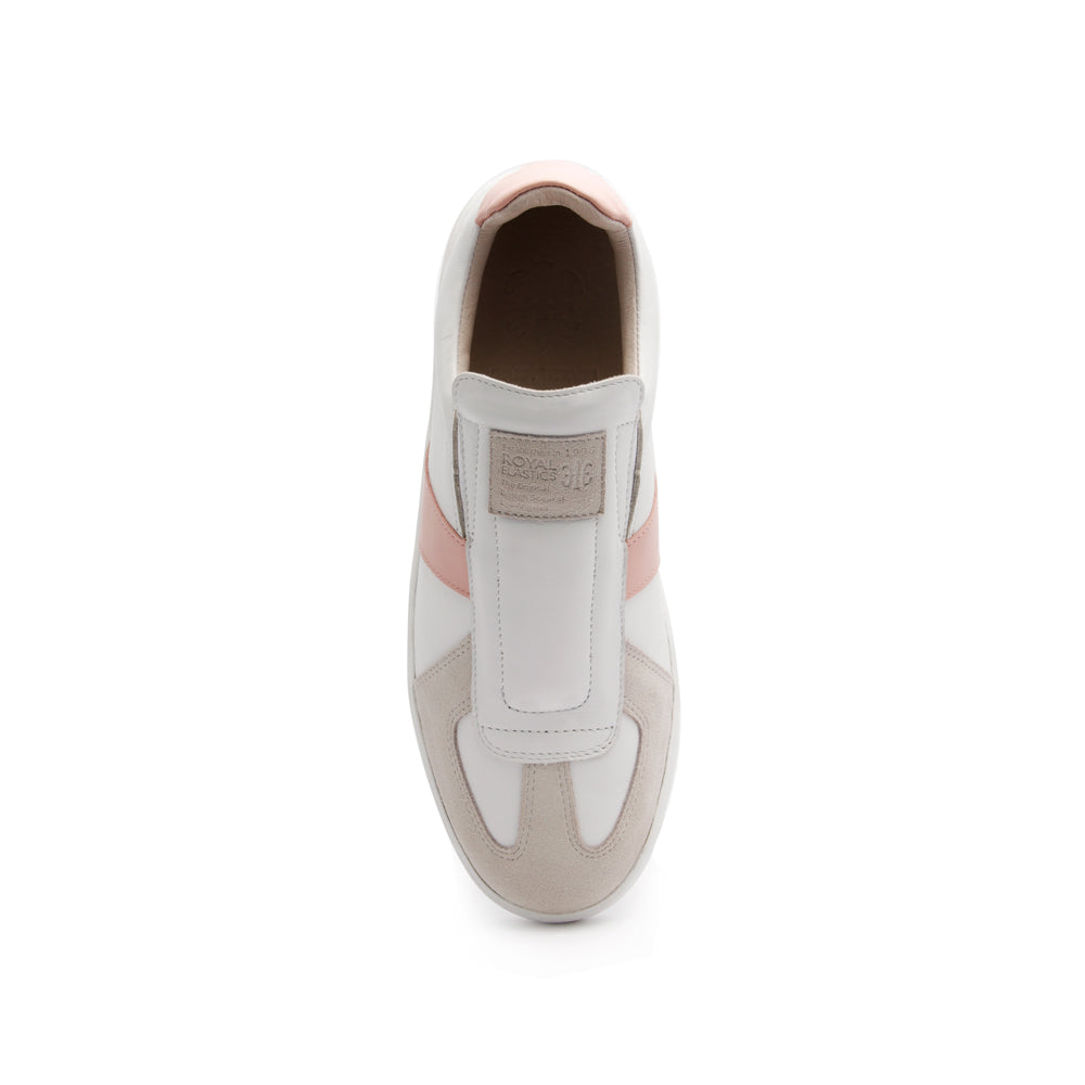 Women's Smooth White Pink Leather Low Tops 91591-010 - ROYAL ELASTICS