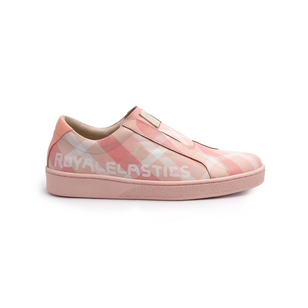 Women's Bishop Checked Pink White Leather Sneakers 91791-111 - ROYAL ELASTICS