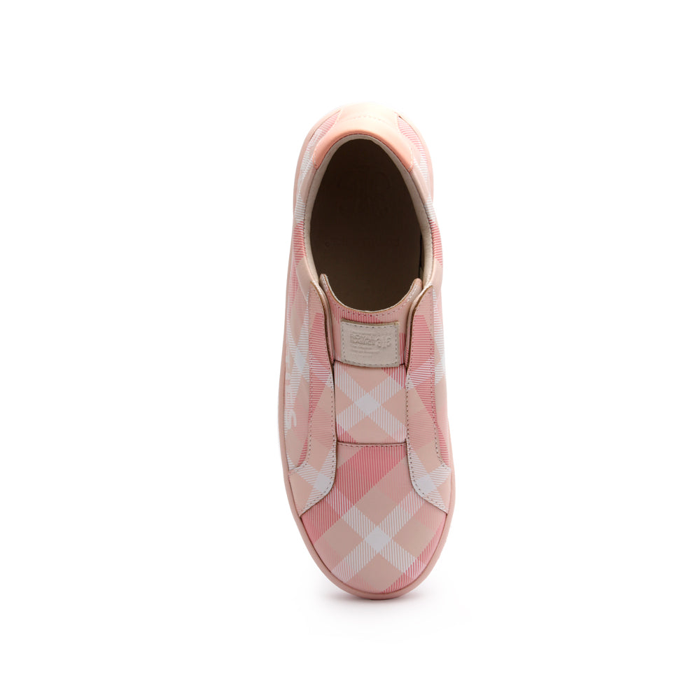 Women's Bishop Checked Pink White Leather Sneakers 91791-111 - ROYAL ELASTICS