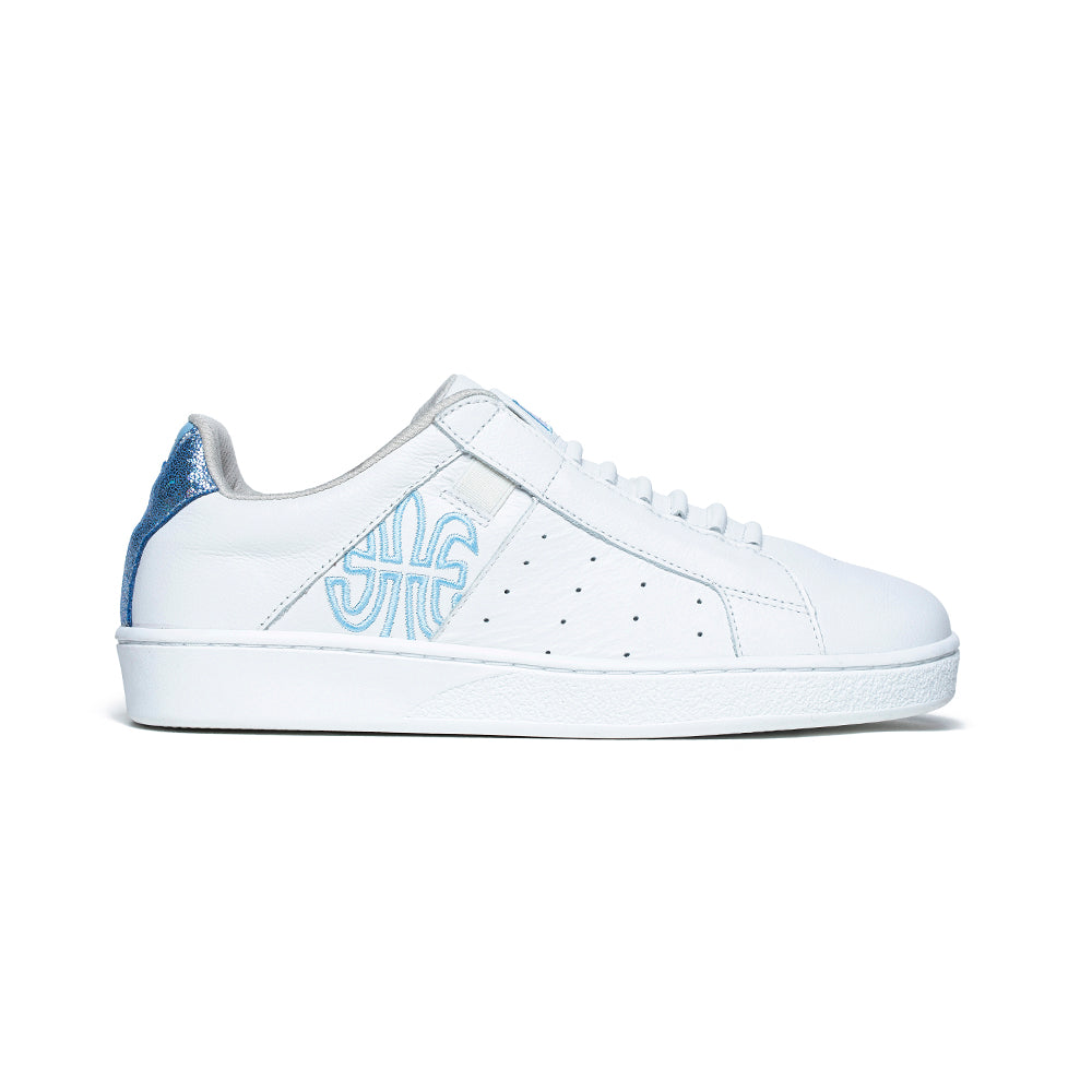 Women's Icon Genesis White Blue Glitter Leather Sneakers 91901-500 - ROYAL ELASTICS