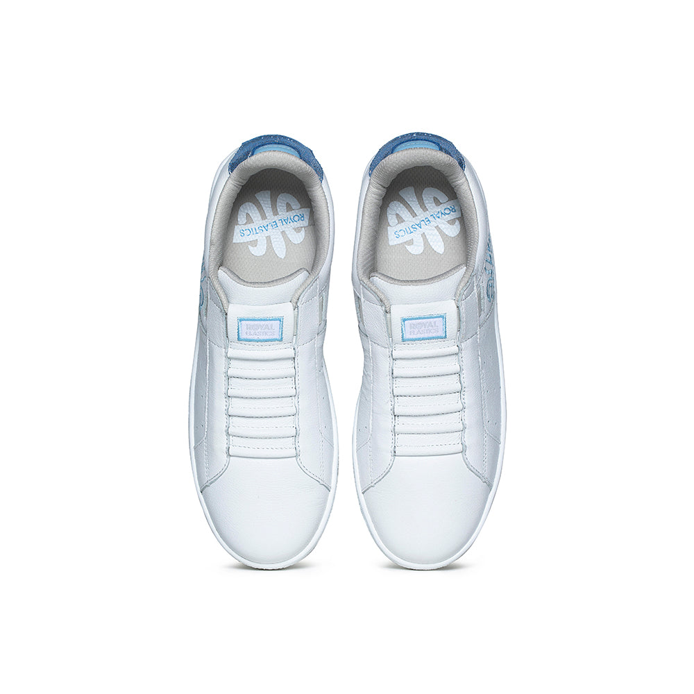 Women's Icon Genesis White Blue Glitter Leather Sneakers 91901-500 - ROYAL ELASTICS