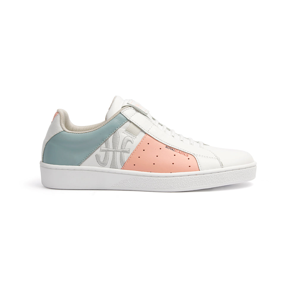 Women's Icon Genesis Spotlight White Peach Blue Leather Sneakers 91993-051 - ROYAL ELASTICS