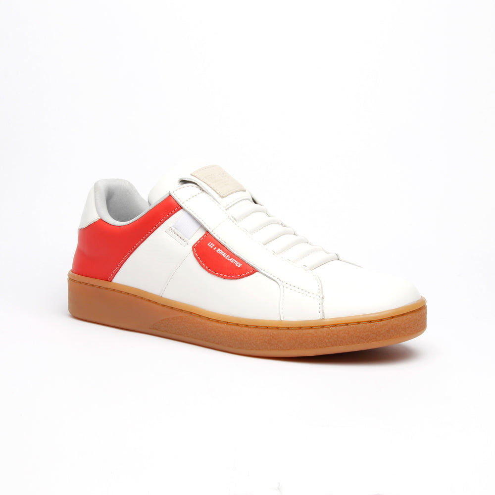 Women's Icon Dots White Red Leather Sneakers 92983-010 - ROYAL ELASTICS