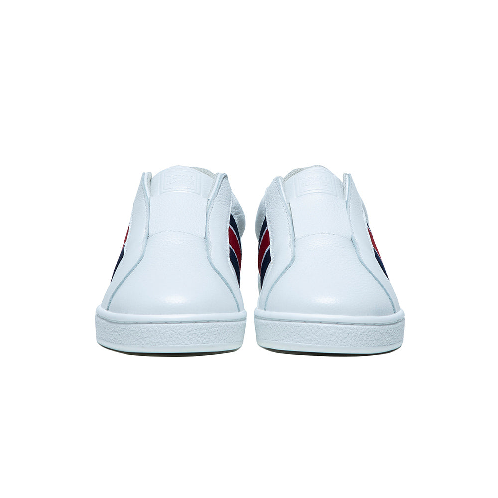 Men's Bishop White Red Blue Leather Sneakers 01714-051