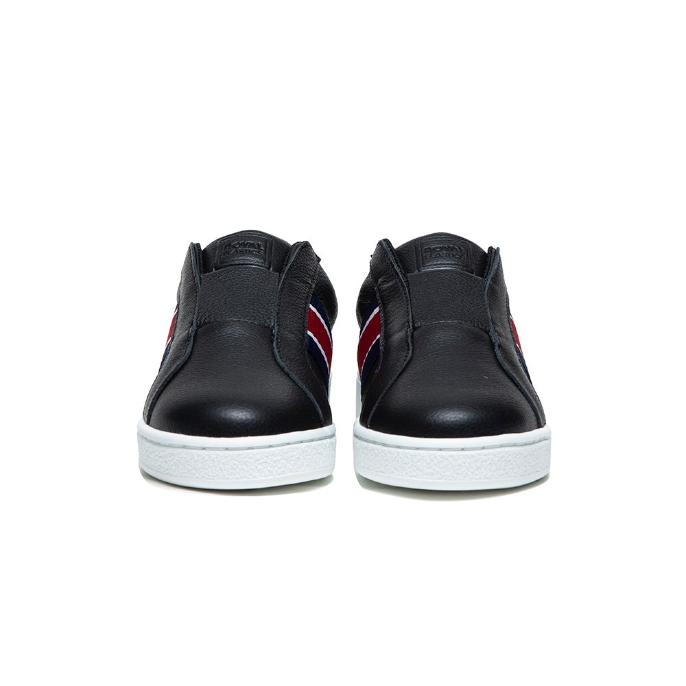 Men's Bishop Black Red Blue Leather Sneakers 01714-915