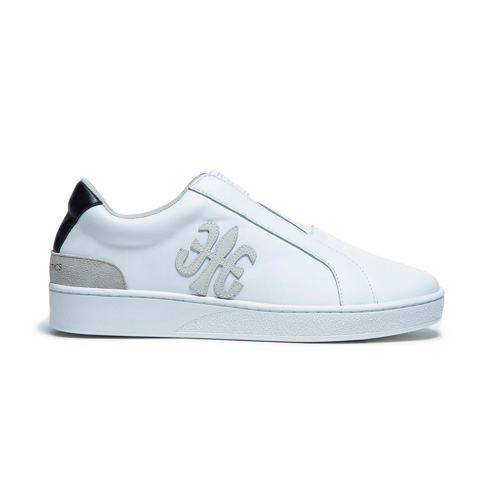 Men's Bishop White Black Leather Sneakers 01721-009