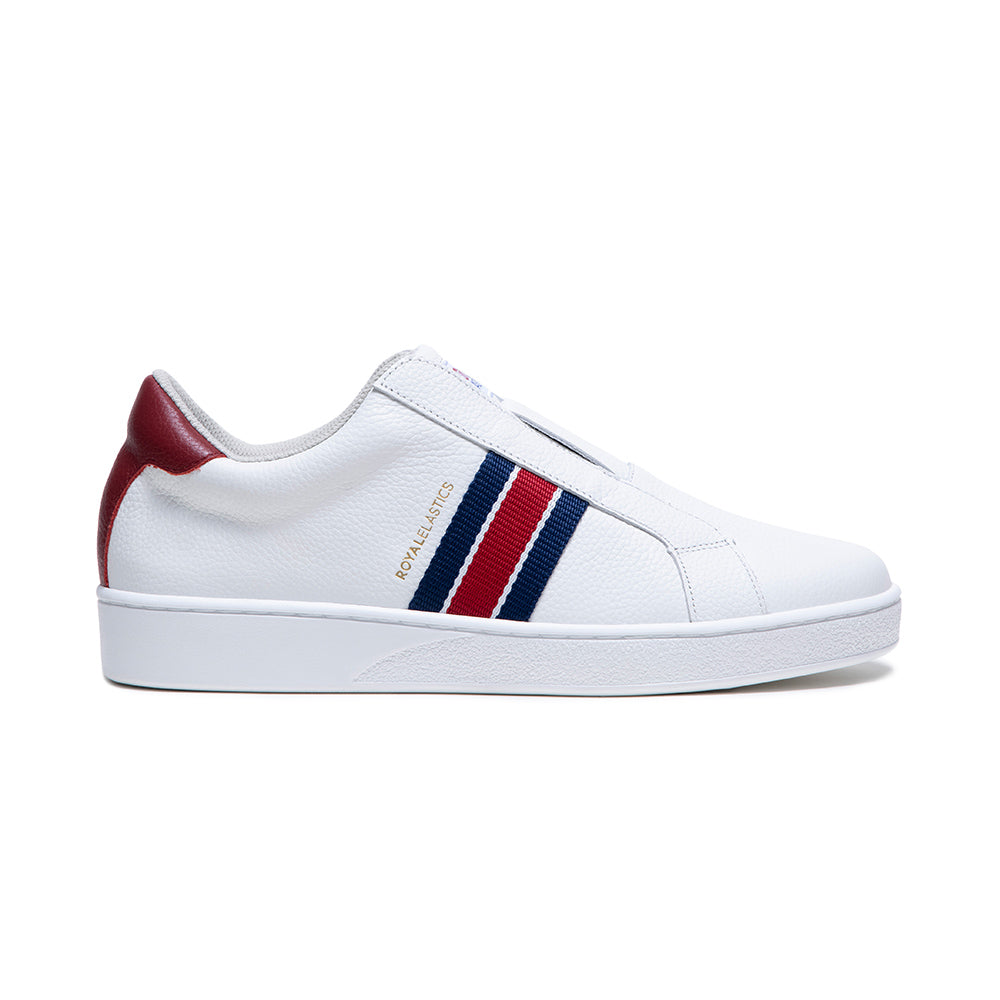 Men's Bishop White Red Blue Leather Sneakers 01722-015