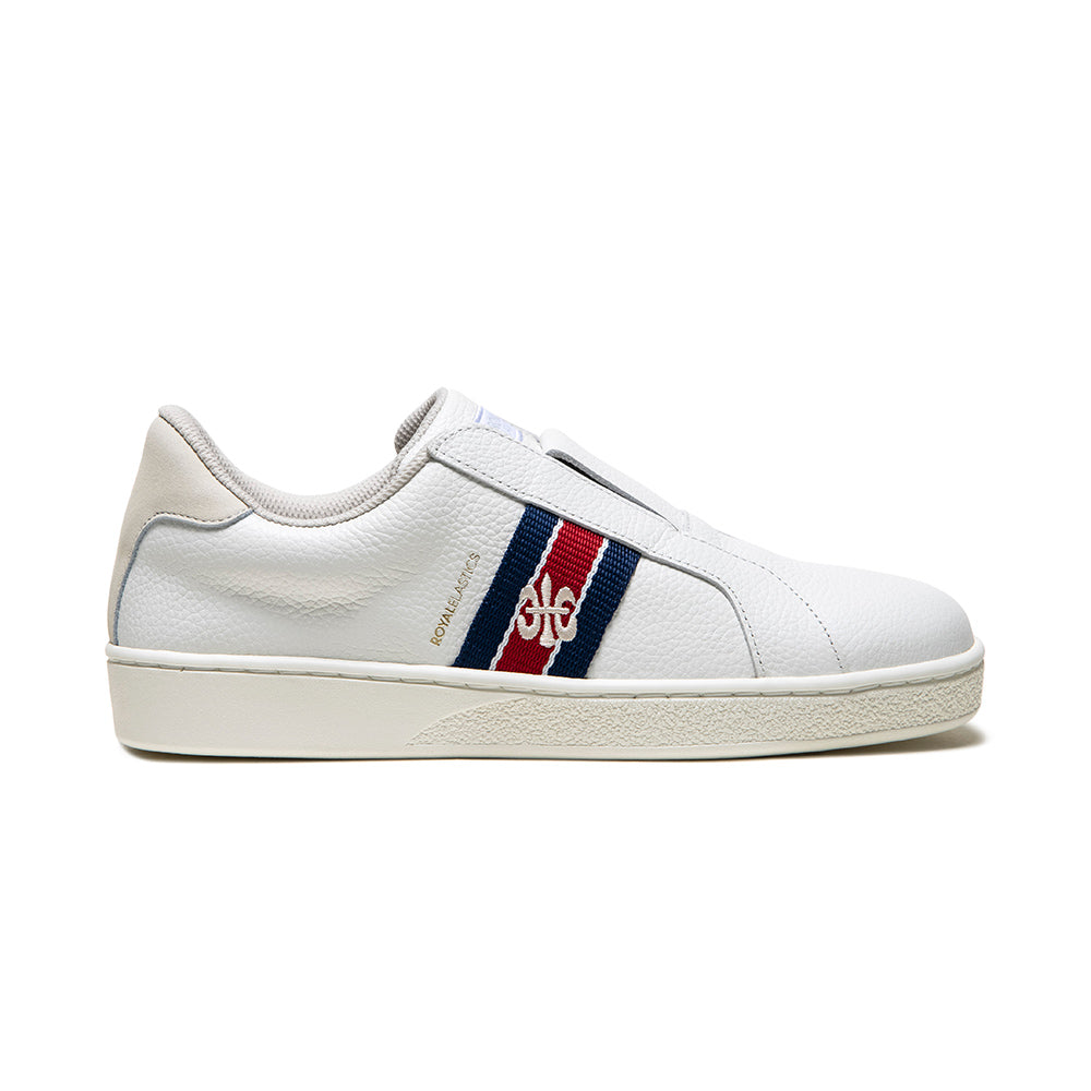Men's Bishop White Blue Red Leather Sneakers 01733-051