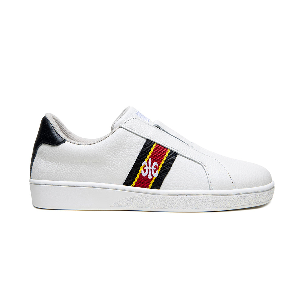 Men's Bishop White Black Red Leather Sneakers 01741-019