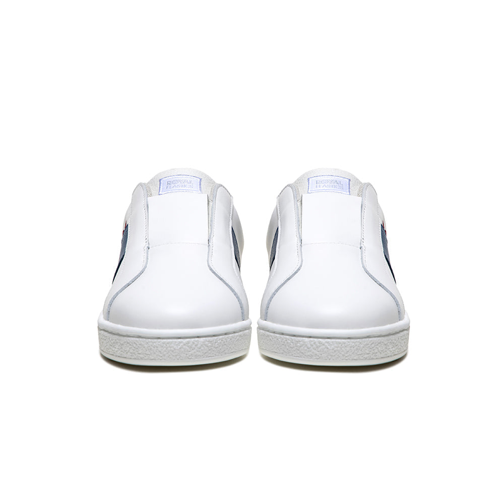 Men's Bishop White Blue Red Leather Sneakers