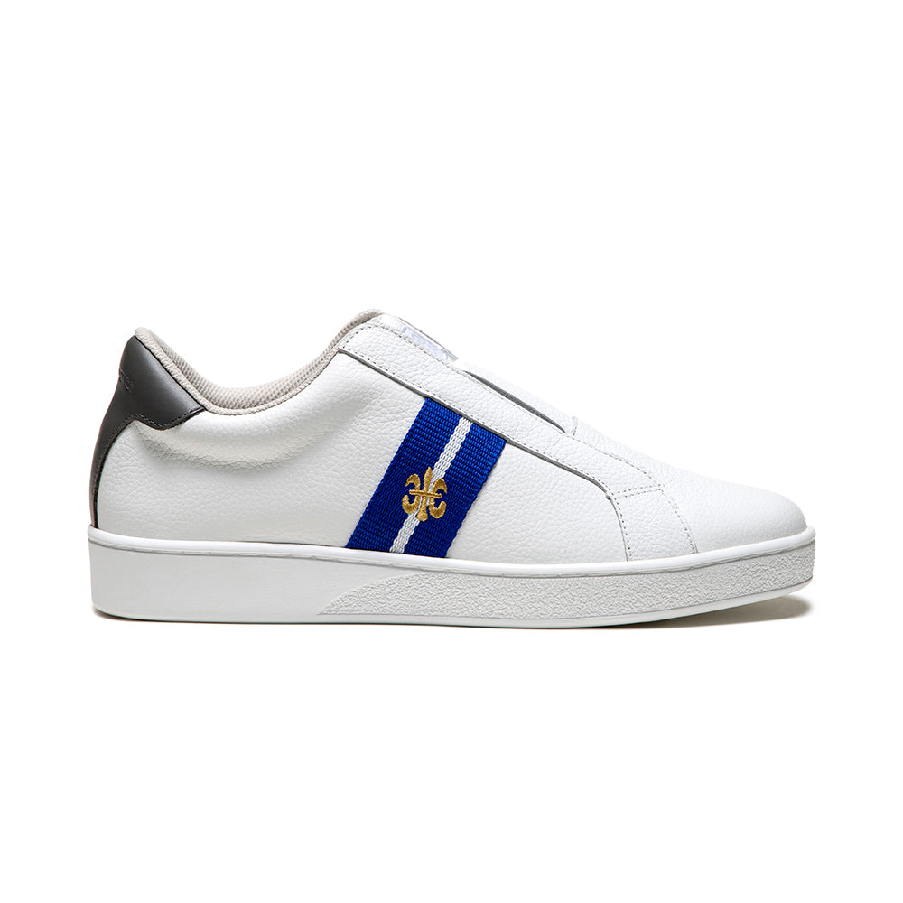 Men's Bishop White Blue Leather Sneakers 01741-058