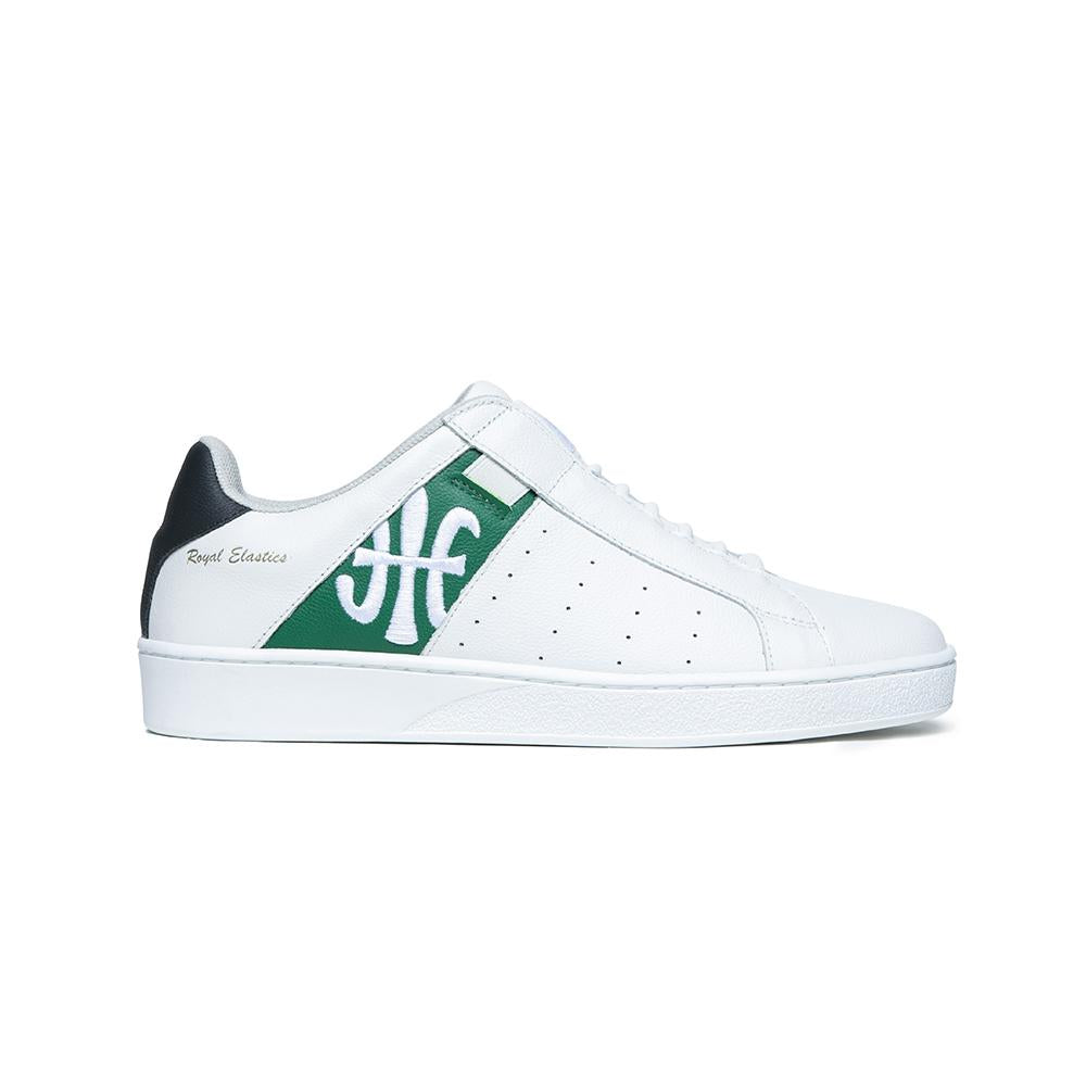 Men's Icon White Green Logo Leather Sneakers 01912-049