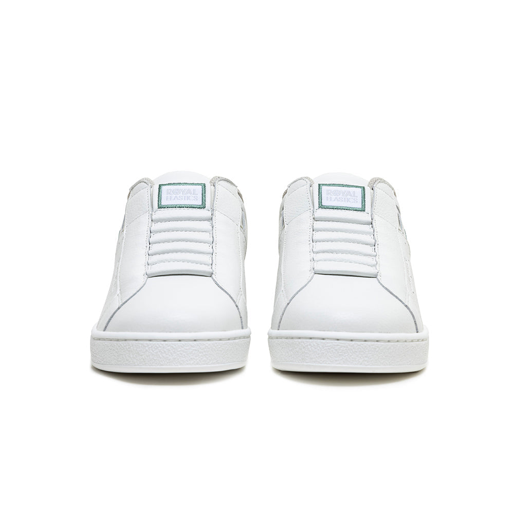 Men's Icon White Green Yellow Logo Leather Sneakers 01922-043