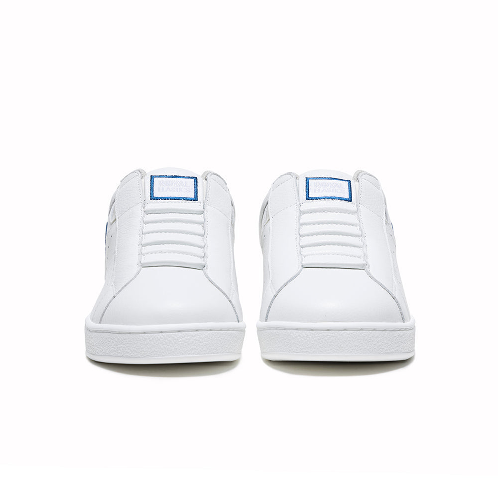 Men's Icon White Blue Gray Logo Leather Sneakers 01922-057