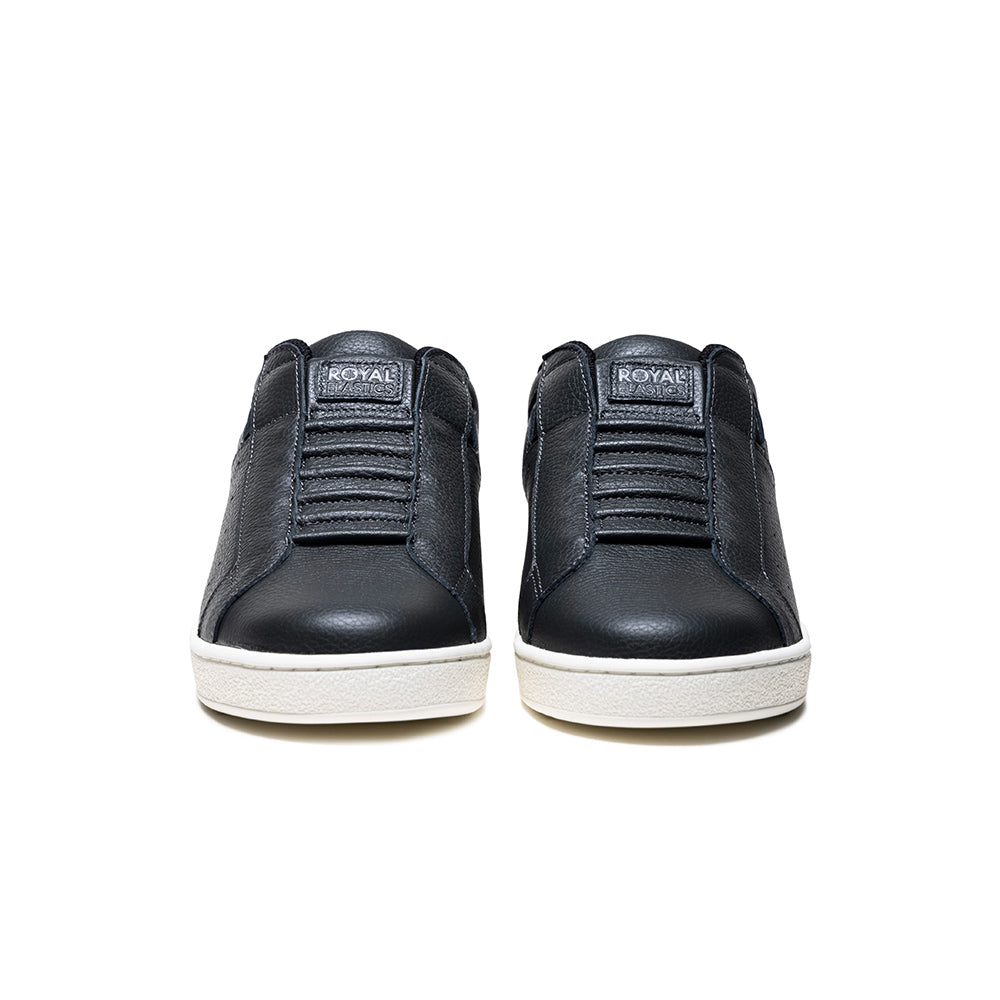 Men's Icon Black Gray Logo Leather Sneakers 01923-888