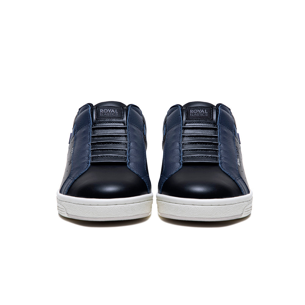 Men's Icon OG Black Blue Gray Logo Leather Sneakers 01933-958