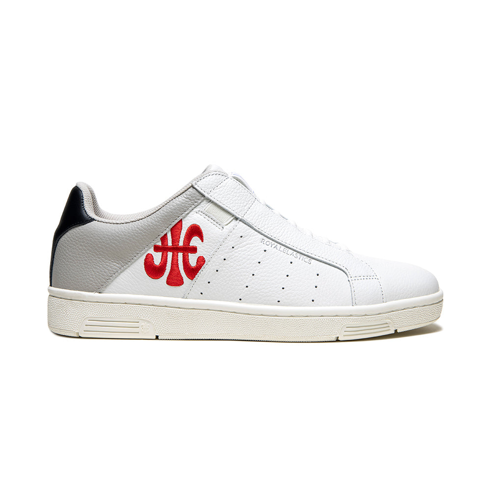 Men's Icon OG White Red Gray Logo Leather Sneakers 01941-089