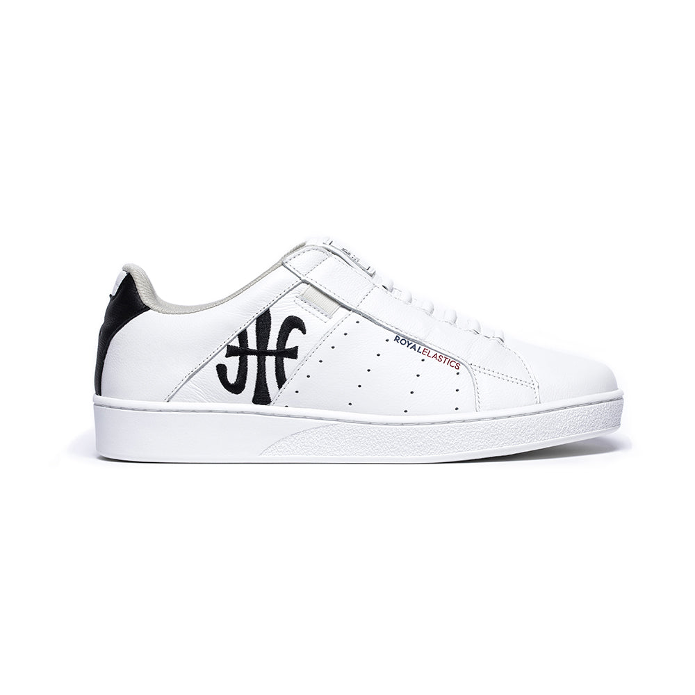 Men's Icon Genesis White Black Leather Sneakers 01994-009 - ROYAL ELASTICS